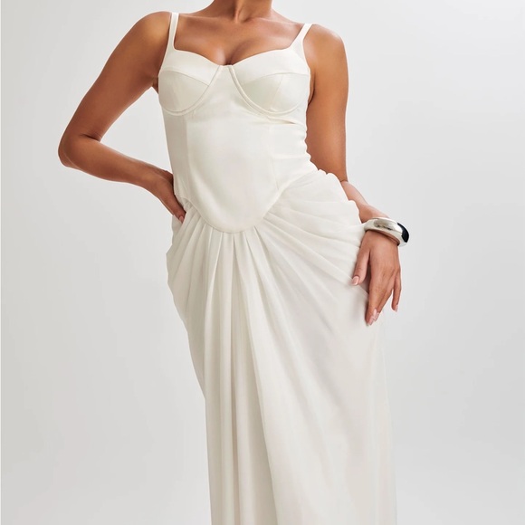 Meshki Ivory Satin Corset Maxi Dress - Picture 7 of 10